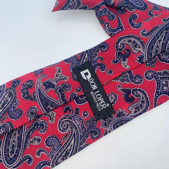 Don Loper Vintage Red Blue Paisley Clip-On Neck Tie Men's 19.5" - Picture 4 of 4